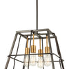 Minka Lavery Keeley Calle Four Light Pendant in Painted Bronze with Natural Brushed Brass