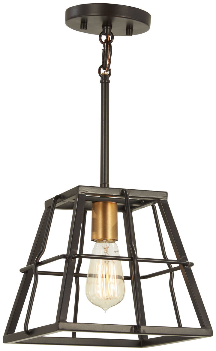 Minka Lavery Keeley Calle One Light Mini Pendant in Painted Bronze with Natural Brushed Brass