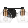 Minka Lavery Keyport Two Light Bath in Sand Coal with Natural Brushed Brass
