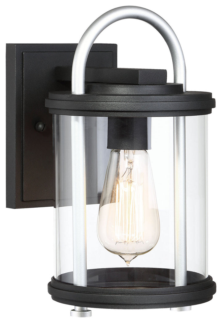 Minka Lavery Keyser One Light Outdoor Wall Mount in Coal with Silver Accent