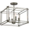 Minka Lavery Langen Square Four Light Semi Flush Mount in Antique Nickel (Painted)