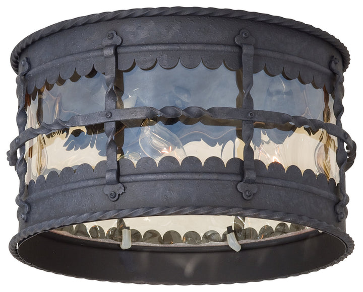 Minka Lavery Mallorca Three Light Flush Mount in Spanish Iron