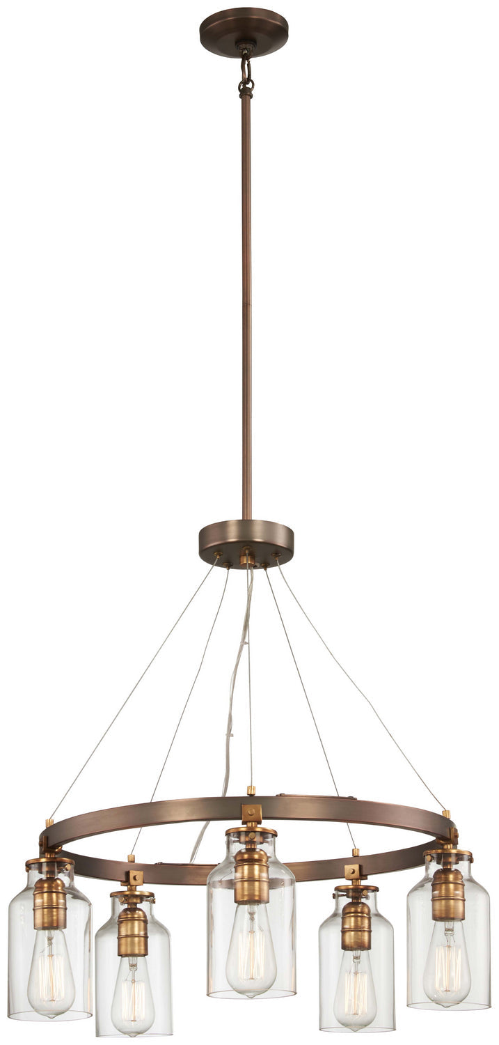 Minka Lavery Morrow Five Light Chandelier in Harvard Court Bronze with Gold Highlights