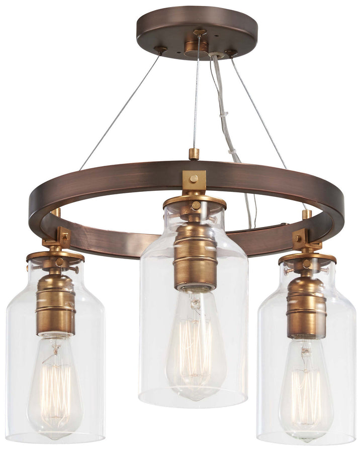 Minka Lavery Morrow Three Light Semi Flush (Convertible To Pendant) in Harvard Court Bronze with Gold Highlights