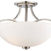 Minka Lavery Overland Park Three Light Semi Flush Mount in Brushed Nickel