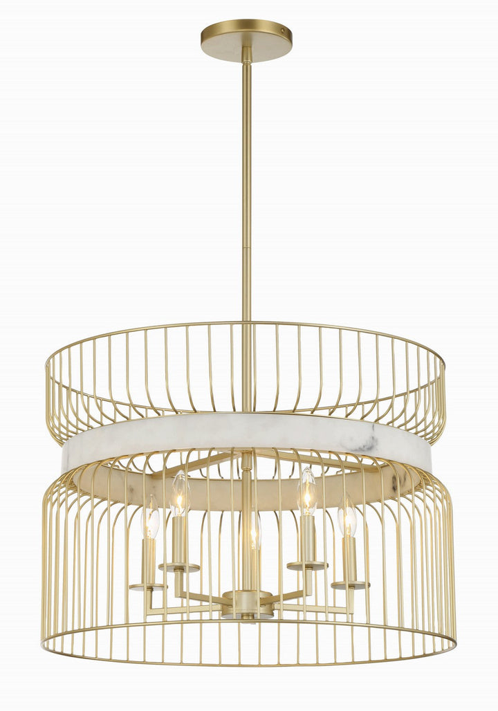 Minka Lavery Park Slope Five Light Pendant in Nouveau Gold