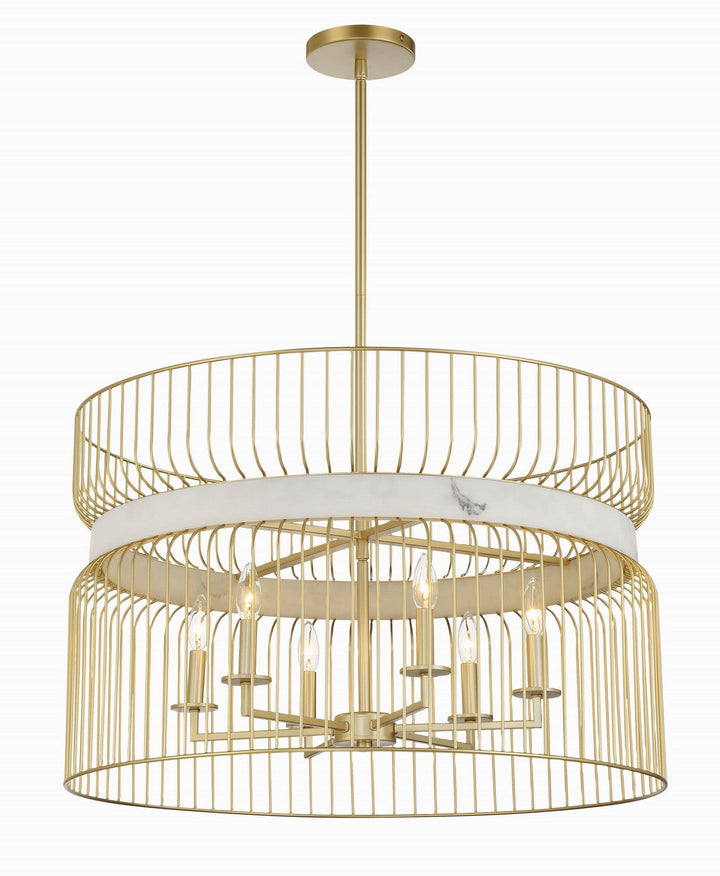 Minka Lavery Park Slope Six Light Pendant in Nouveau Gold