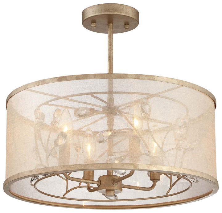 Minka Lavery Saras Jewel Four Light Semi Flush Mount in Nanti Champaign Silver