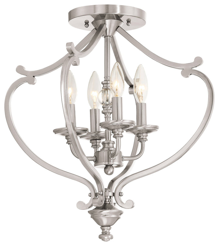 Minka Lavery Savannah Row Four Light Semi Flush Mount(Convertible) in Brushed Nickel