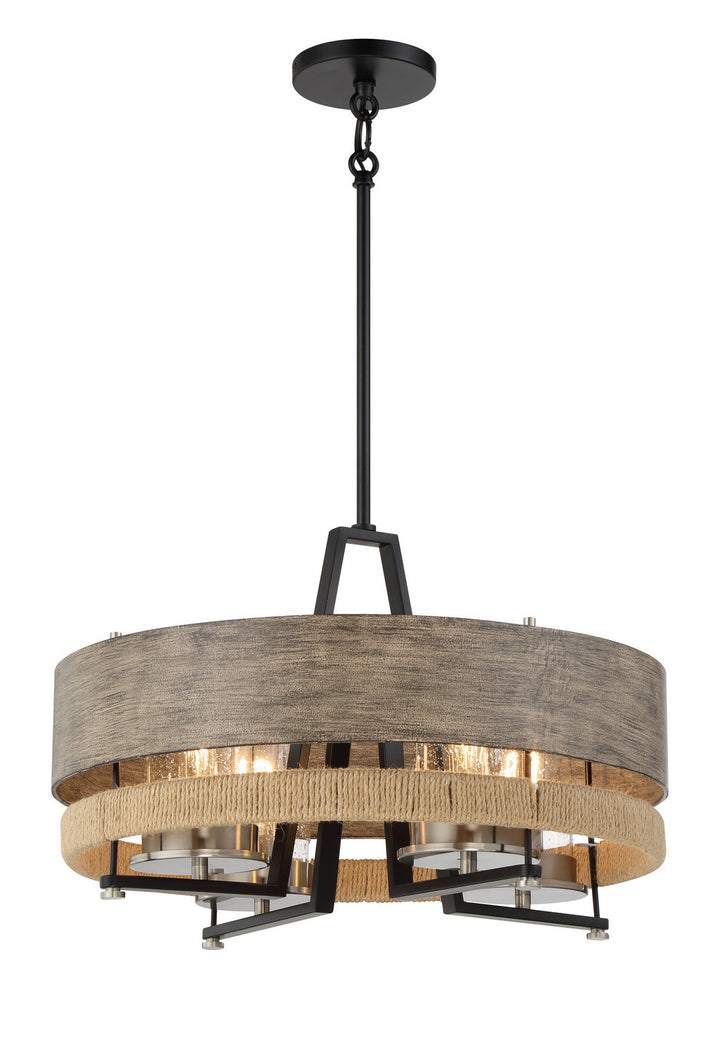 Minka Lavery Silver Creek Four Light Convertible Pendant in Stone Grey, Coal & Brushed Nickel