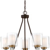 Minka Lavery Studio 5 Five Light Chandelier in Painted Bronze with Natural Brushed Brass Clear Glass