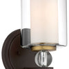 Minka Lavery Studio 5 One Light Bath in Painted Bronze with Natural Brushed Brass Clear Glass
