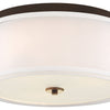 Minka Lavery Studio 5 Three Light Flush Mount in Painted Bronze with Natural Brushed Brass Clear Glass