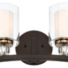 Minka Lavery Studio 5 Two Light Bath in Painted Bronze with Natural Brushed Brass Clear Glass