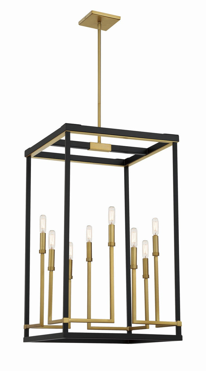 Minka Lavery Union Estates Eight Light Pendant in Coal And Soft Brass