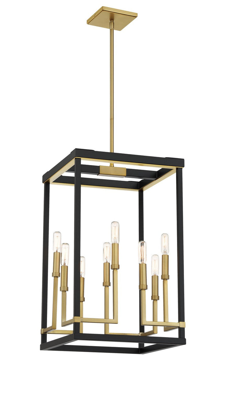 Minka Lavery Union Estates Eight Light Pendant in Coal And Soft Brass