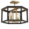 Minka Lavery Union Estates Four Light Semi Flush Mount in Coal And Soft Brass