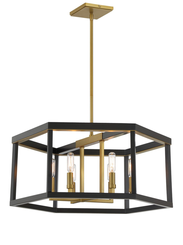 Minka Lavery Union Estates Six Light Pendant in Coal And Soft Brass