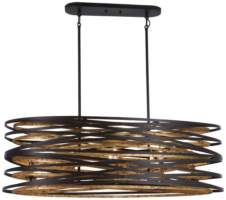 Minka Lavery Vortic Flow Eight Light Island Pendant in Dark Bronze with Modaic Gold