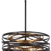 Minka Lavery Vortic Flow Five Light Pendant (Convertible To Semiflush) in Dark Bronze with Modaic Gold