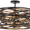 Minka Lavery Vortic Flow Five Light Semi Flush Mount in Dark Bronze with Modaic Gold