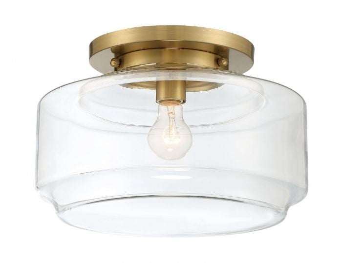 Peri One Light Flushmount in Satin Brass