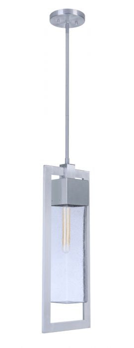 Perimeter One Light Outdoor Pendant in Satin Aluminum