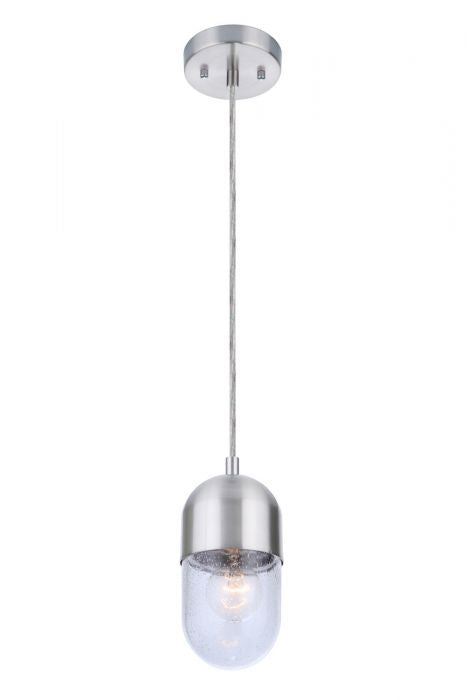 Pill One Light Mini Pendant in Brushed Polished Nickel