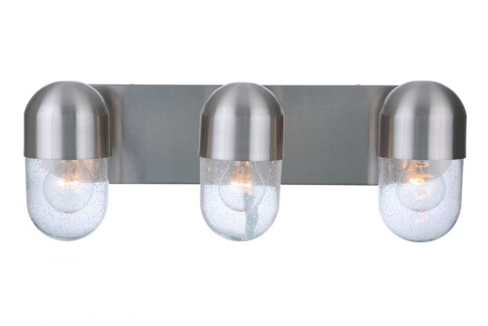 Pill Three Light Vanity in Brushed Polished Nickel