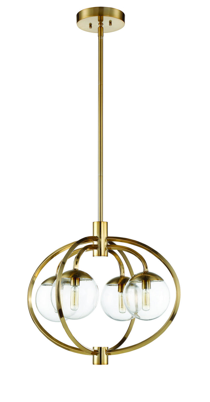 Piltz Four Light Chandelier in Satin Brass