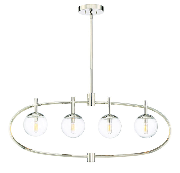 Piltz Four Light Island Pendant in Polished Nickel