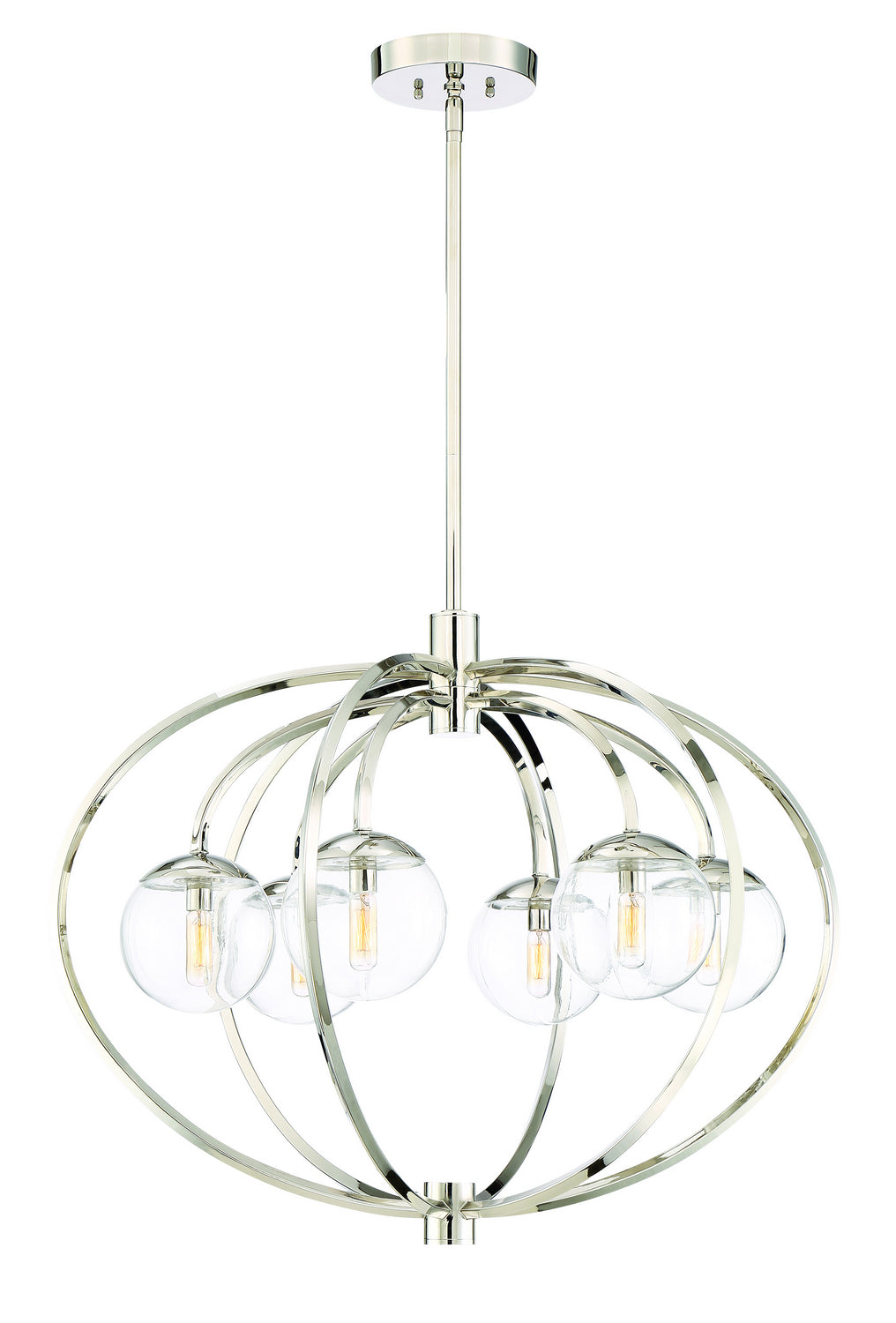 Piltz Six Light Chandelier in Polished Nickel