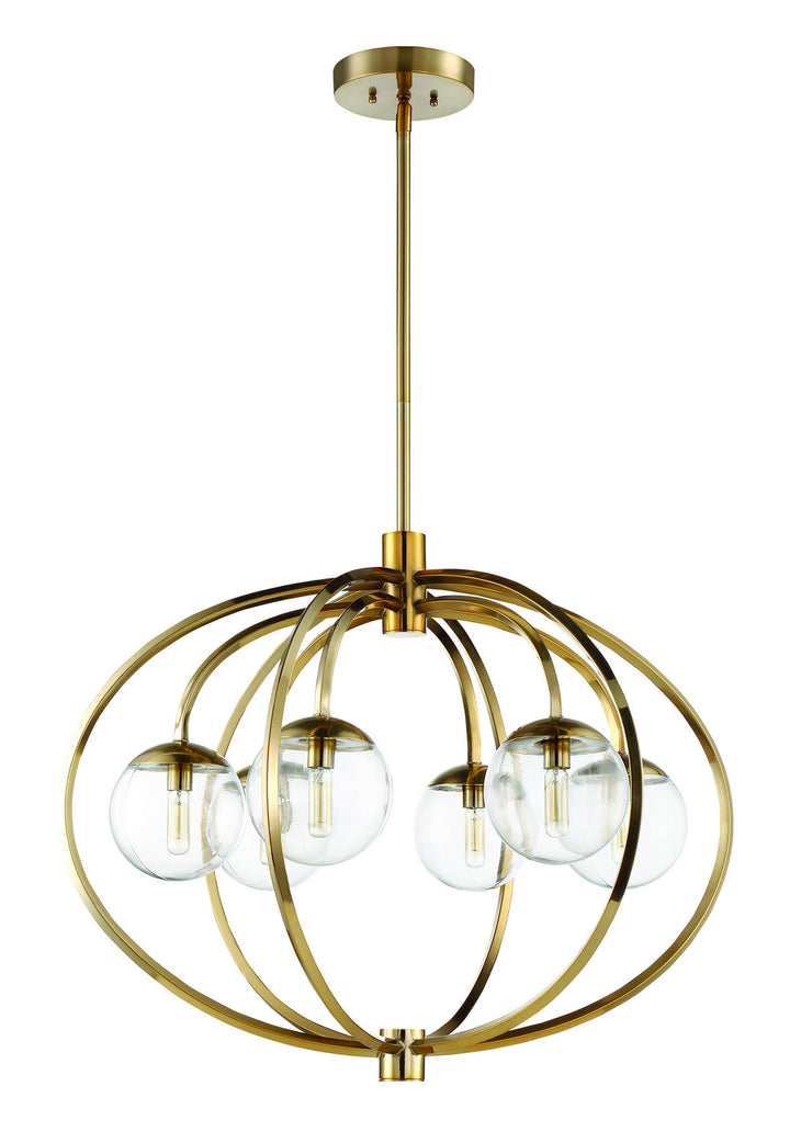 Piltz Six Light Chandelier in Satin Brass