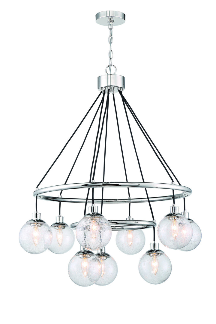 Que Nine Light Chandelier in Chrome