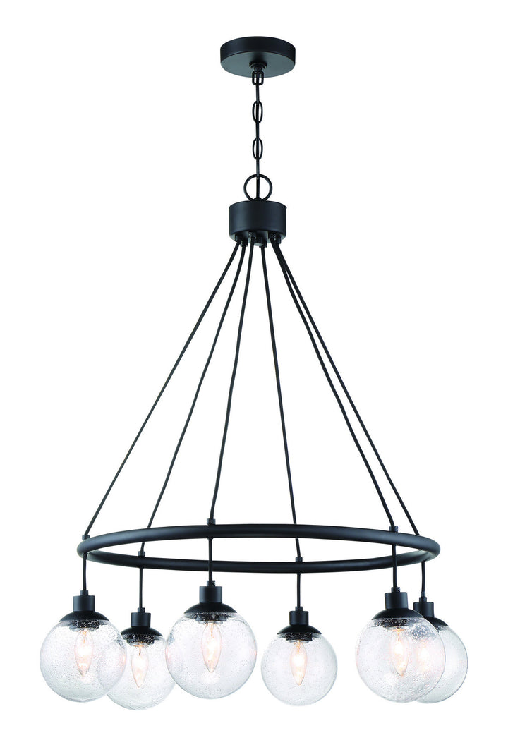 Que Six Light Chandelier in Flat Black