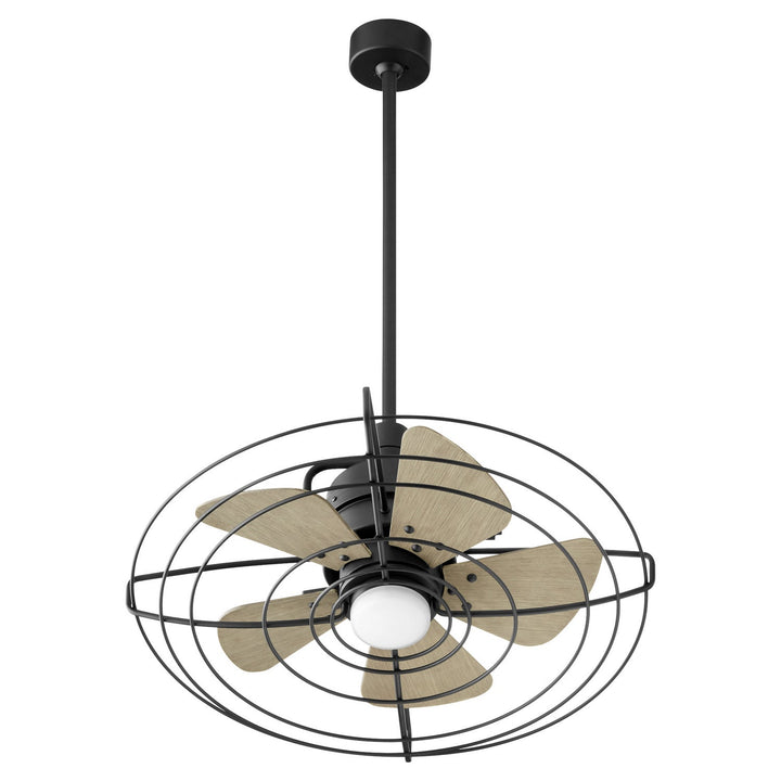 Quorum Bandit 24" Indoor/Outdoor 18W LED Swivel Patio Fan with Wall Control