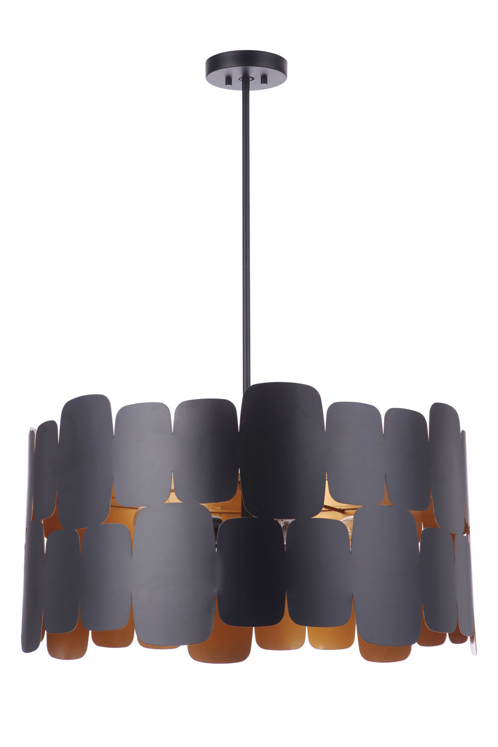 Sabrina Five Light Pendant in Flat Black/Gold Luster