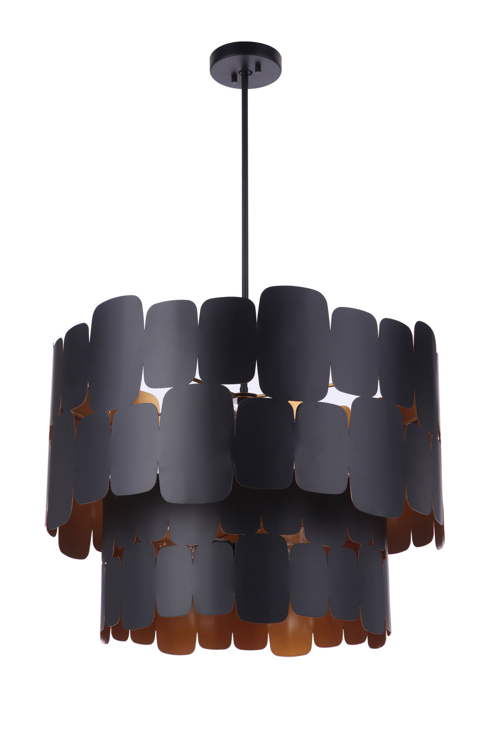 Sabrina Nine Light Pendant in Flat Black/Gold Luster