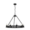 Saddlewood Nine Light Chandelier in Natural Black Iron