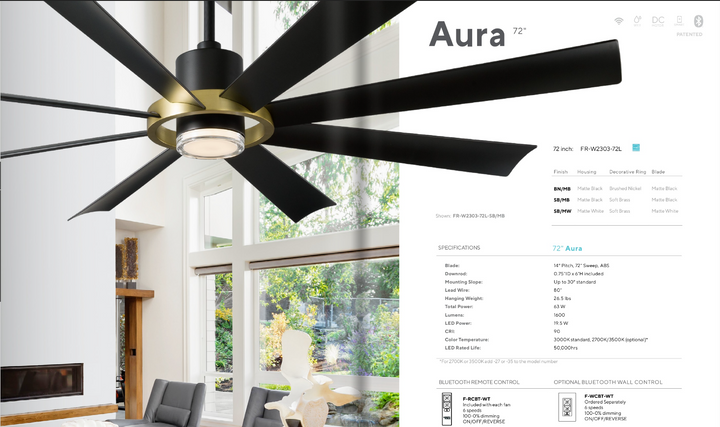 Modern Forms Fan Aura Smart Outdoor DC Ceiling Fan with 19.5W CCT LED and remote