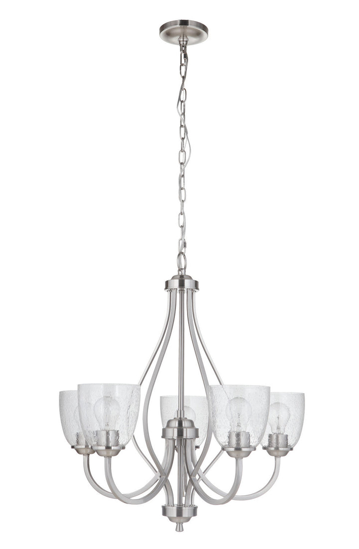 Serene Five Light Chandelier in Brushed Polished Nickel