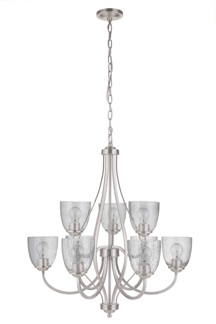 Serene Nine Light Chandelier in Brushed Polished Nickel