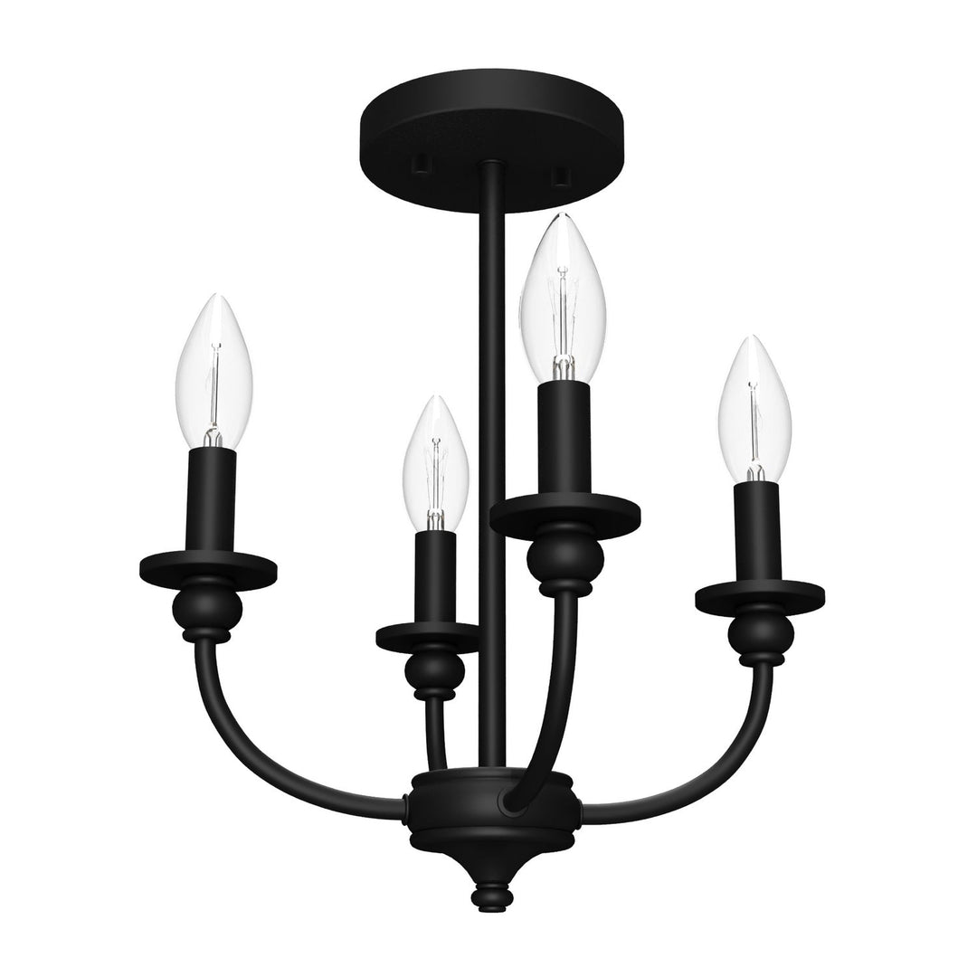 Southcrest Four Light Semi-Flush Mount in Matte Black-Discontinued