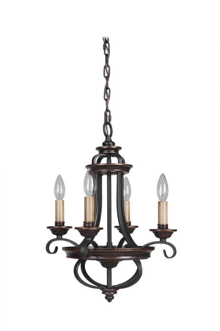 Stafford Four Light Chandelier in Aged Bronze/Textured Black