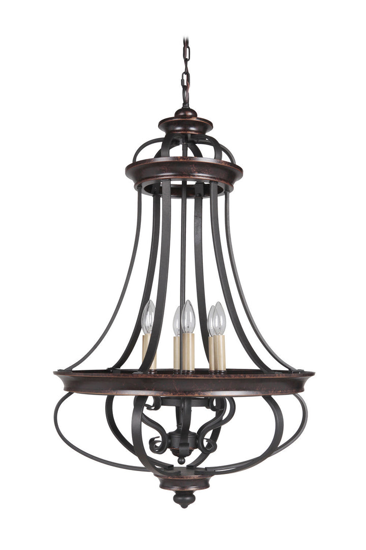 Stafford Six Light Foyer Chandelier in Aged Bronze/Textured Black