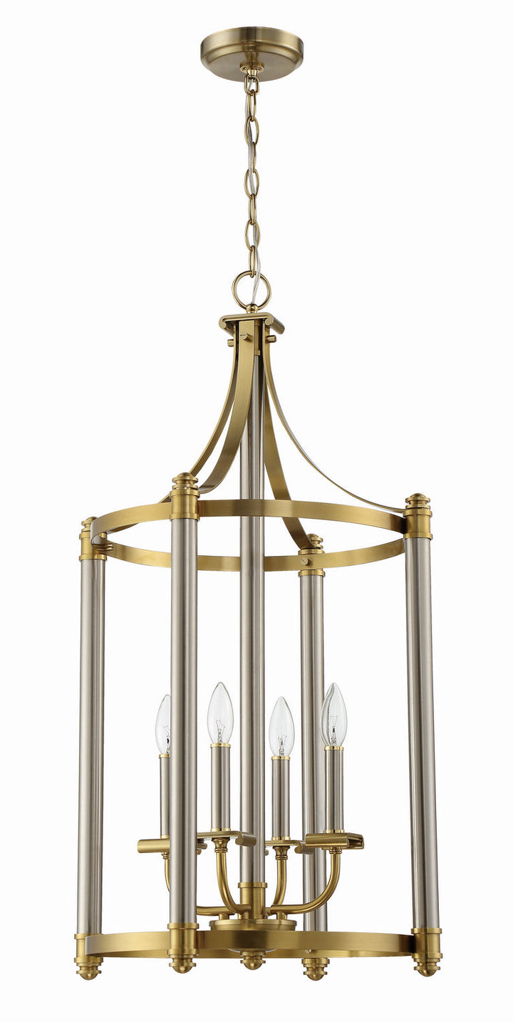 Stanza Four Light Foyer Pendant in Brushed Polished Nickel/Satin Brass