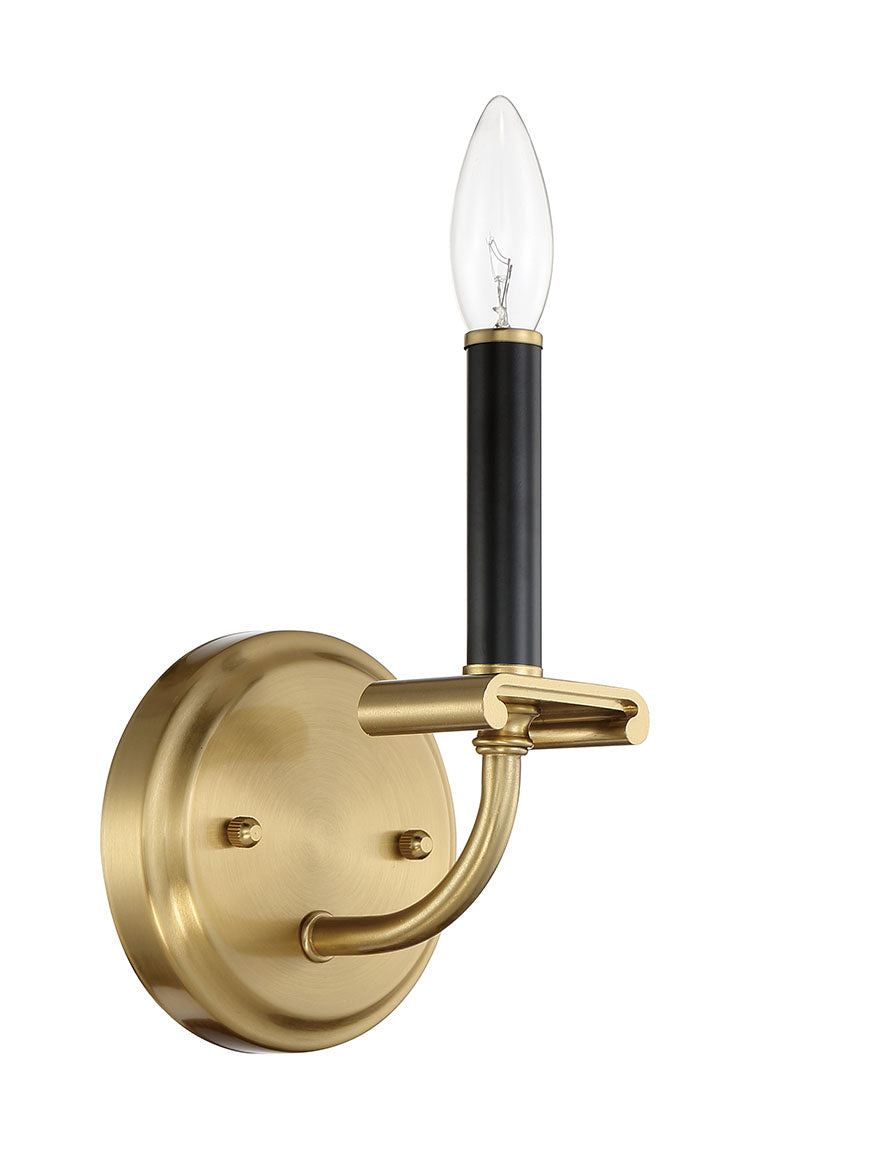 Stanza One Light Wall Sconce in Flat Black/Satin Brass