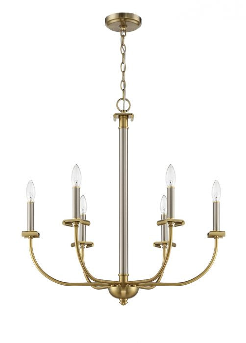 Stanza Six Light Chandelier in Brushed Polished Nickel/Satin Brass