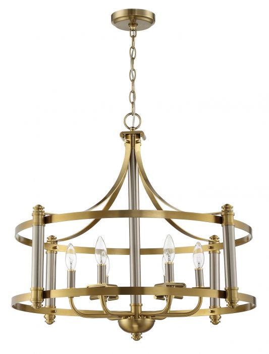 Stanza Six Light Pendant in Brushed Polished Nickel/Satin Brass