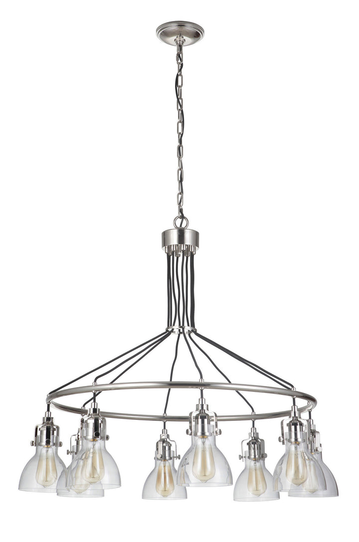 State House Eight Light Chandelier in Polished Nickel